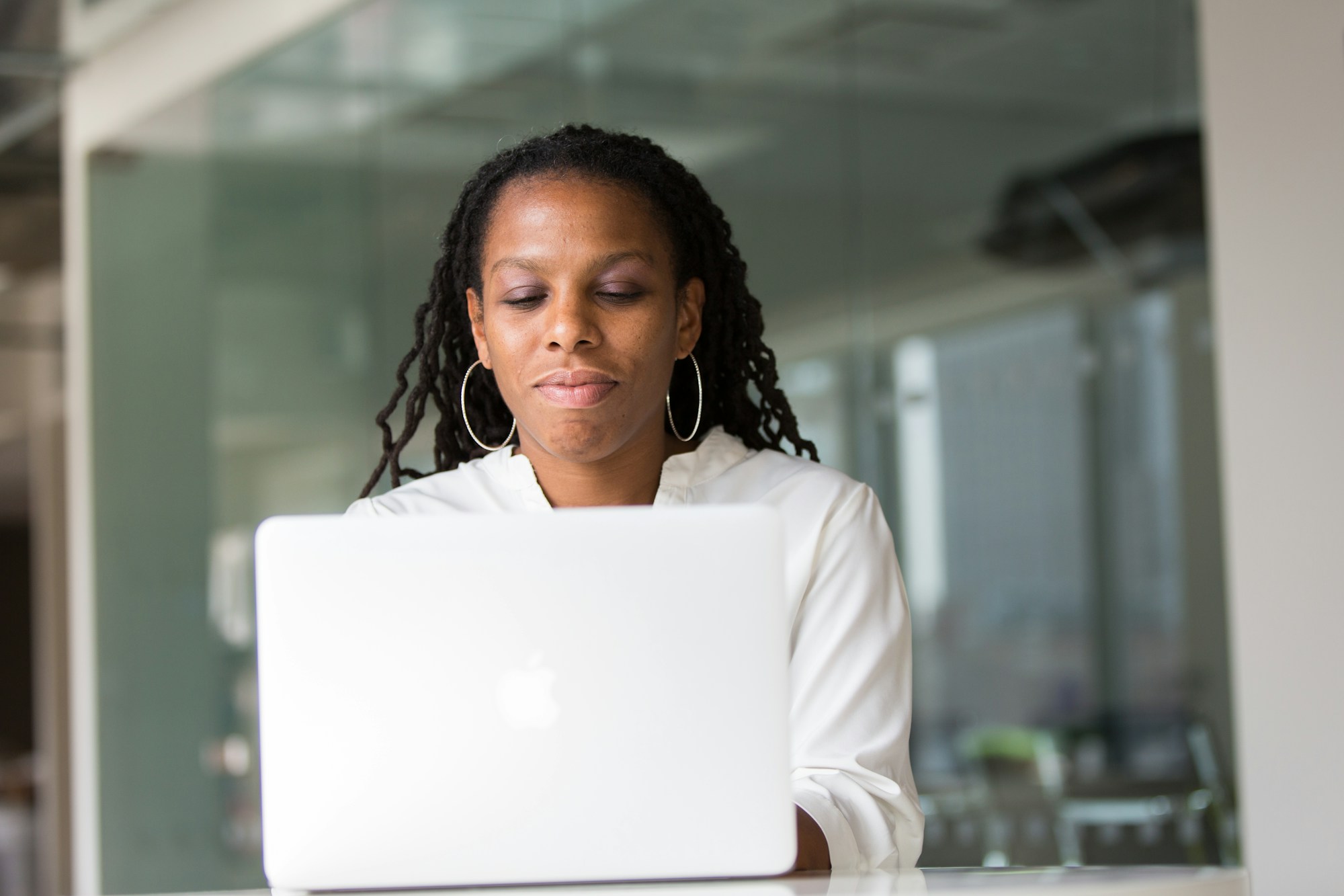 Business professional working on a laptop